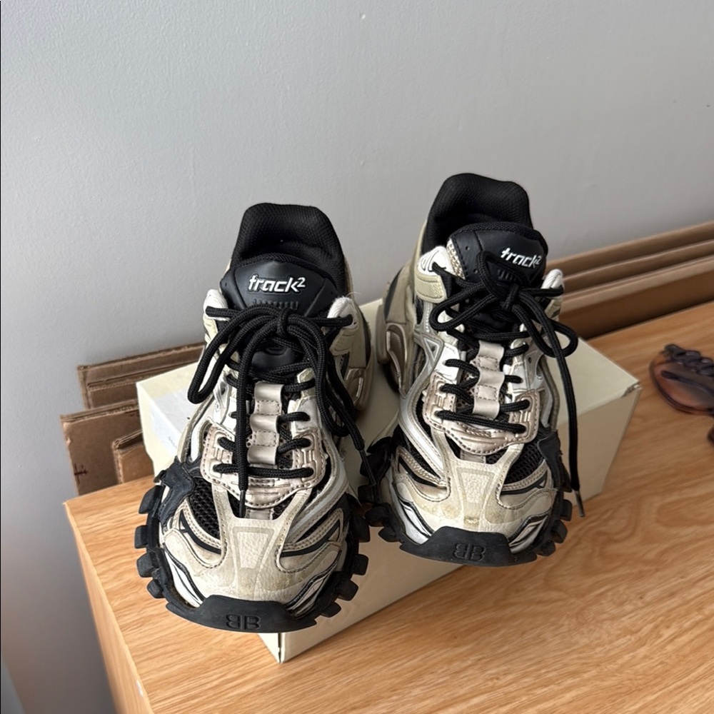 BALENCIAGA Track2 Black and White Sneakers